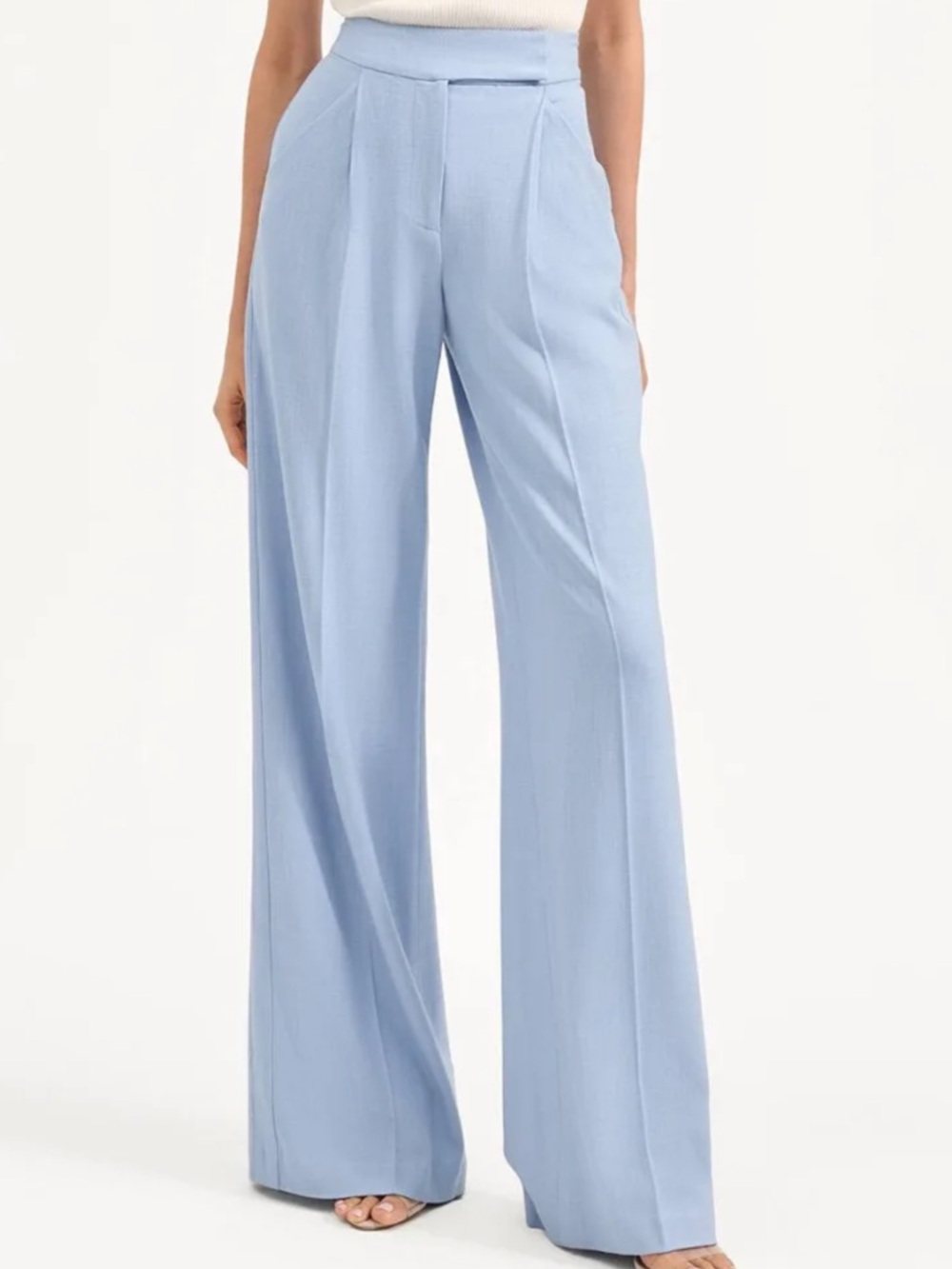 NWOT Veronica Beard Marbeau wide leg pleated trousers in light blue